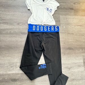 PINK Victoria's Secret Blue and Black LA dodgers Leggings